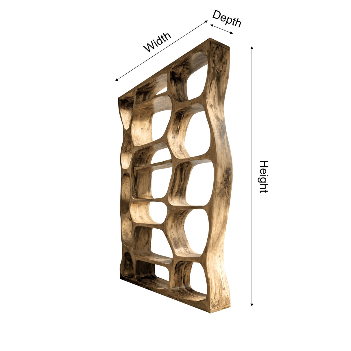 Auralis Sculpted Solid Wood Divider Bookshelf - Timberustic Divider Bookshelf