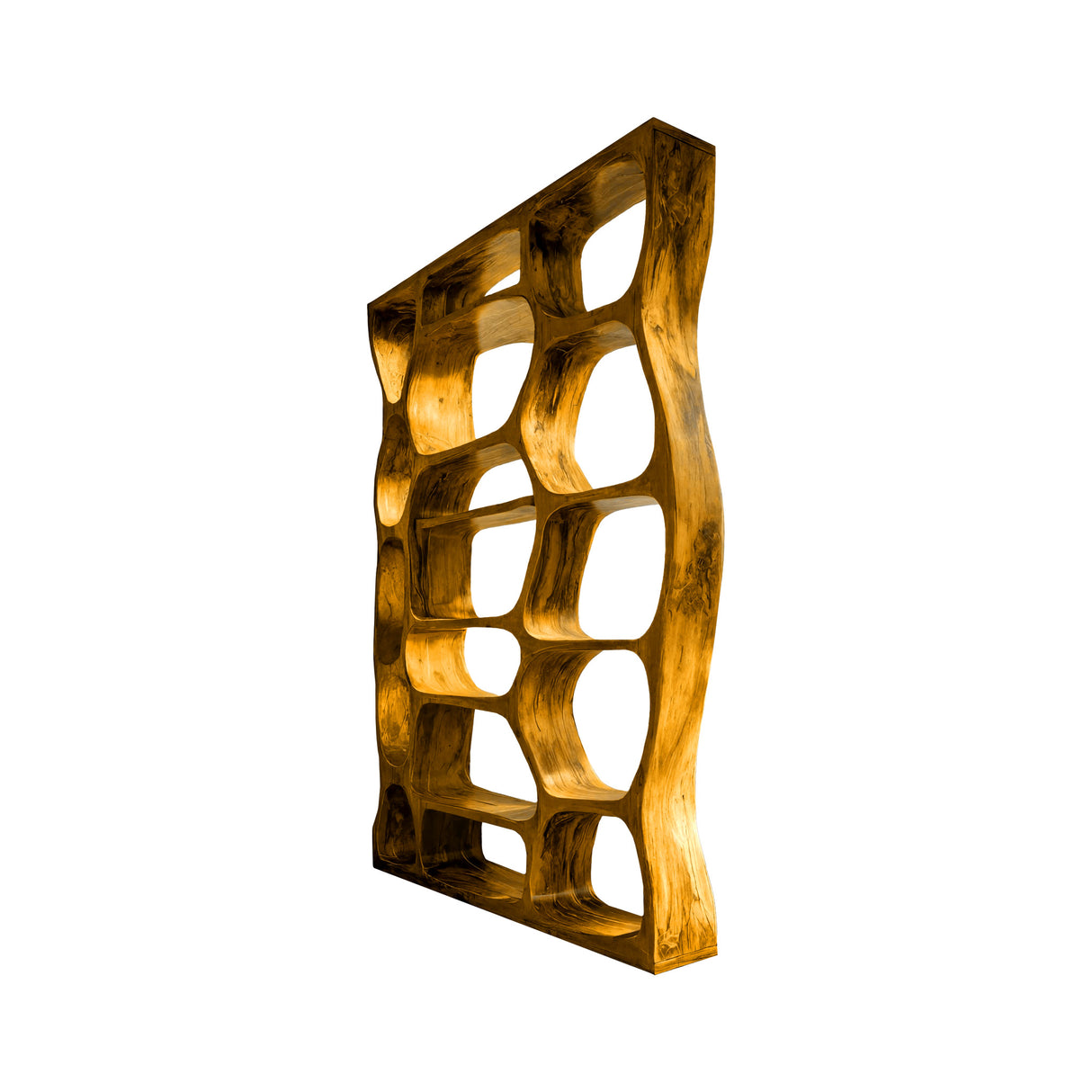Auralis Sculpted Solid Wood Divider Bookshelf Teak - Timberustic Divider Bookshelf