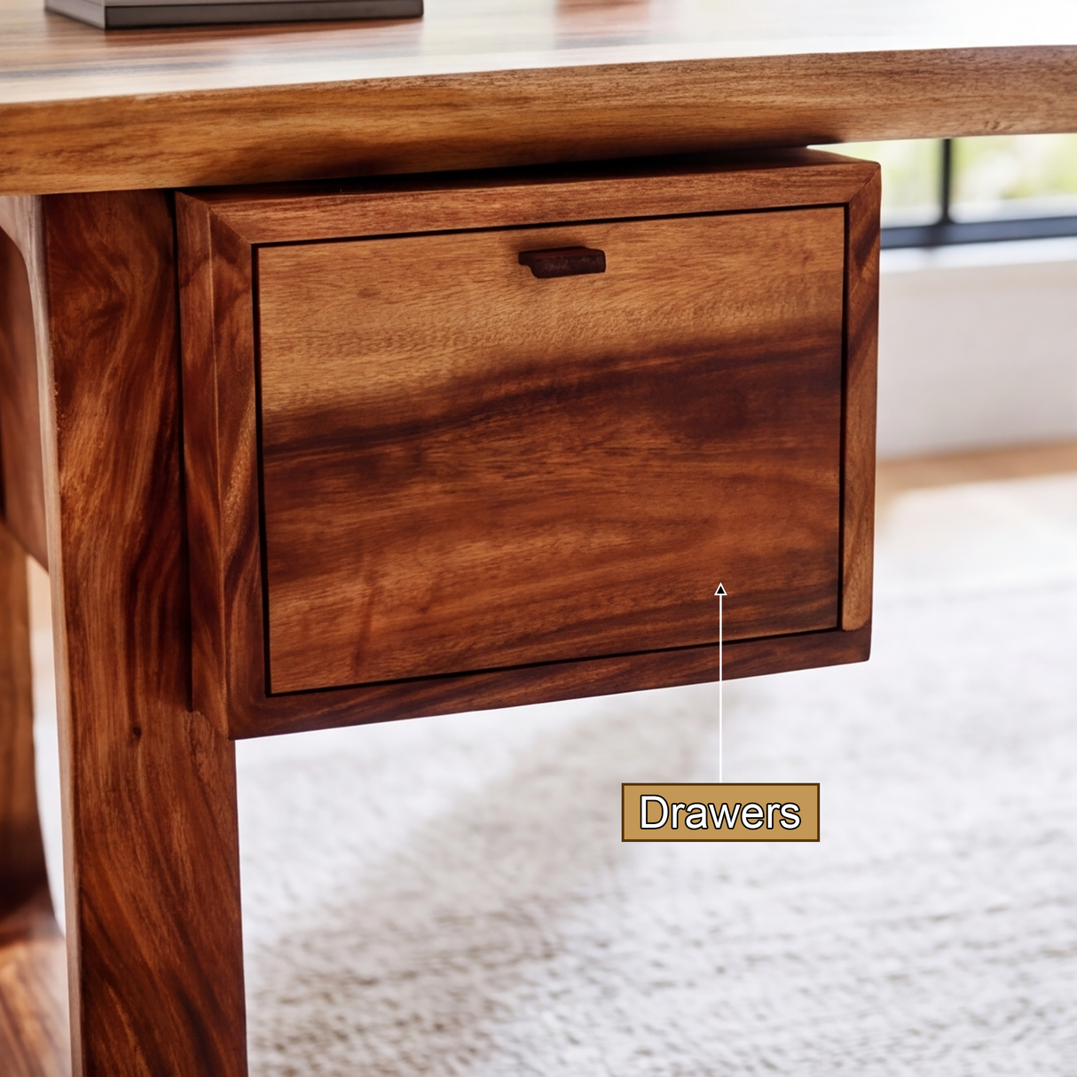 Auralith Handcrafted Live Edge Solid Wood Desk with Drawers - Timberustic Desk With Drawers
