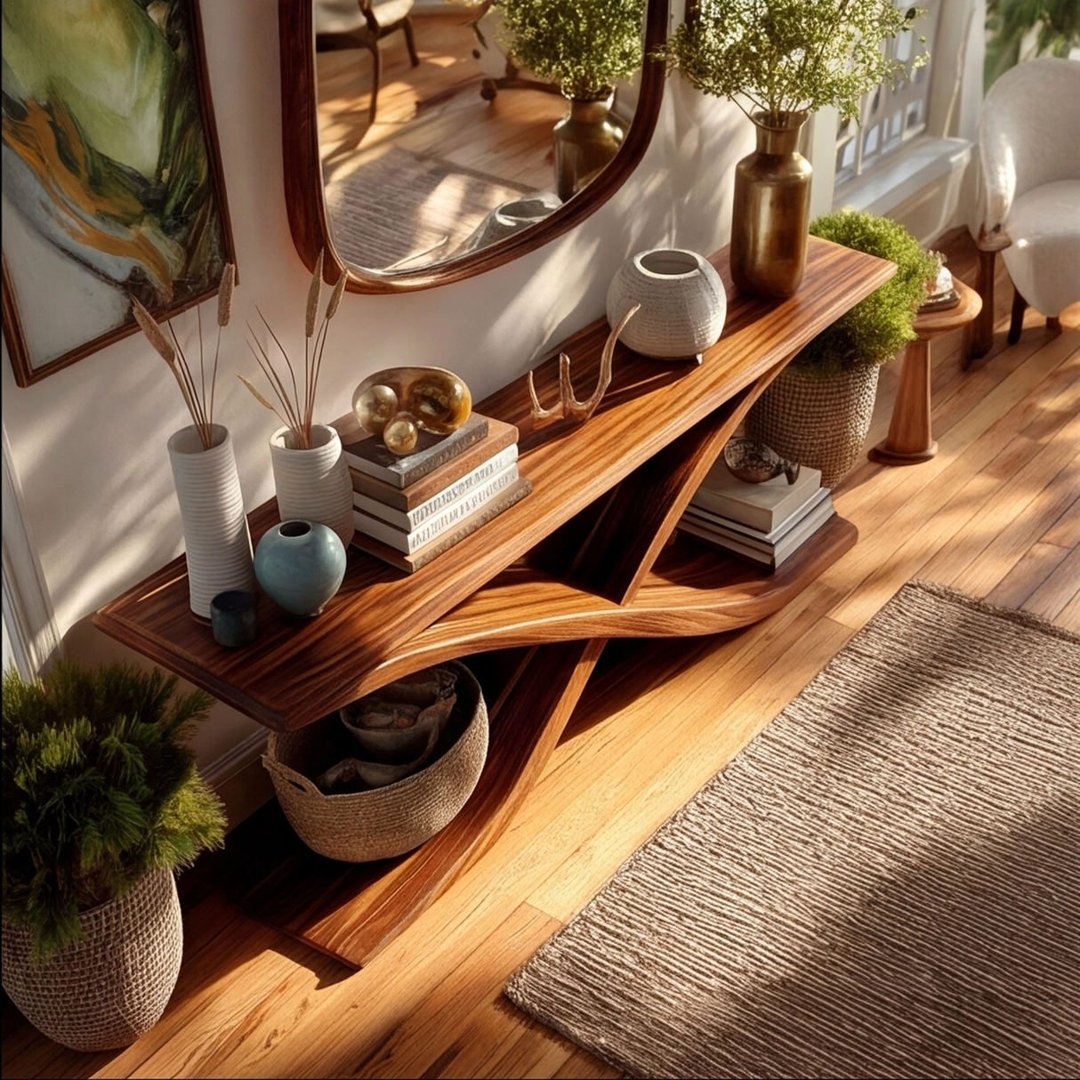 Auralith Sculpted Solid Wood Console Table - Timberustic Console Table