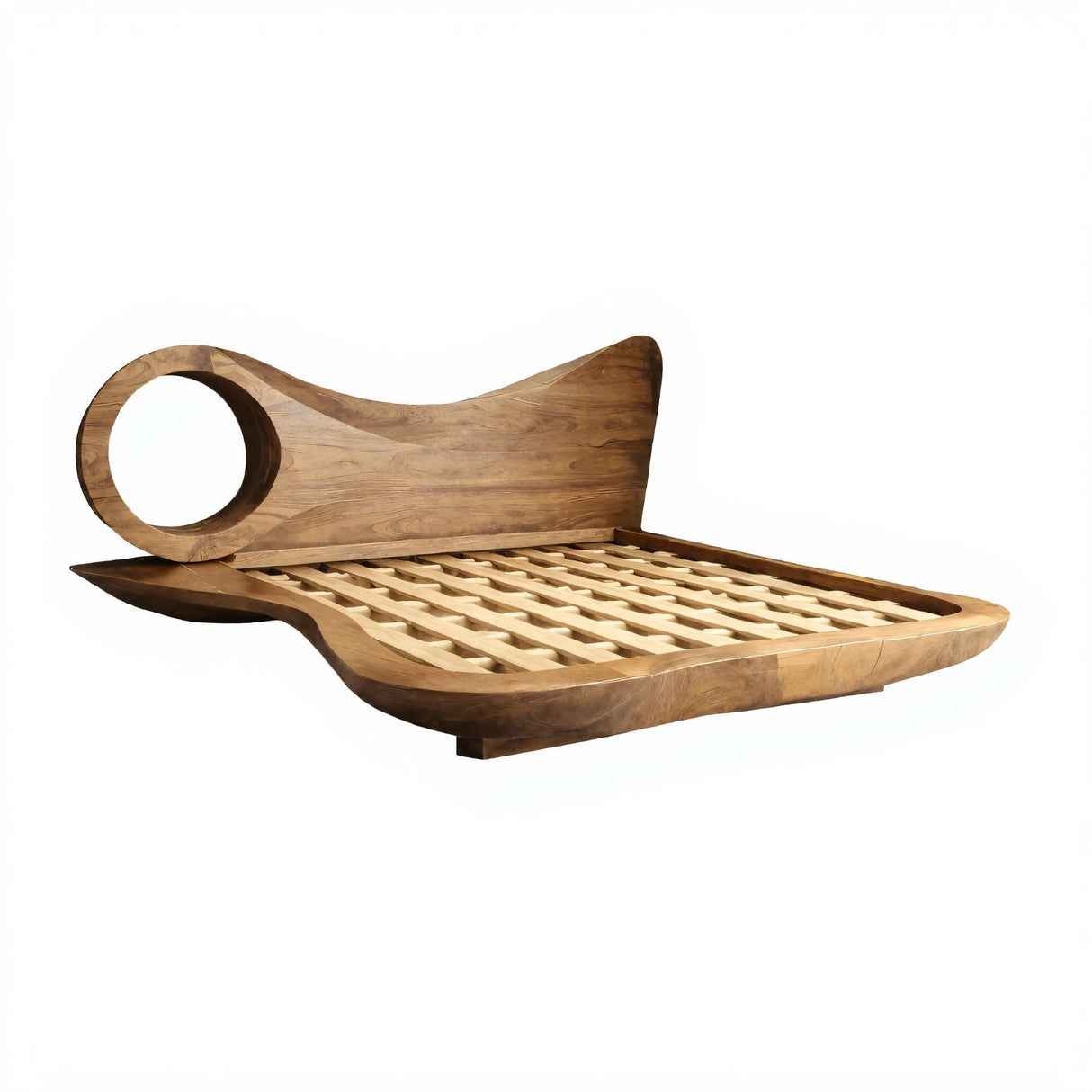 Auraloop Circle Sculpted Solid Wood Headboard and Bed Frame