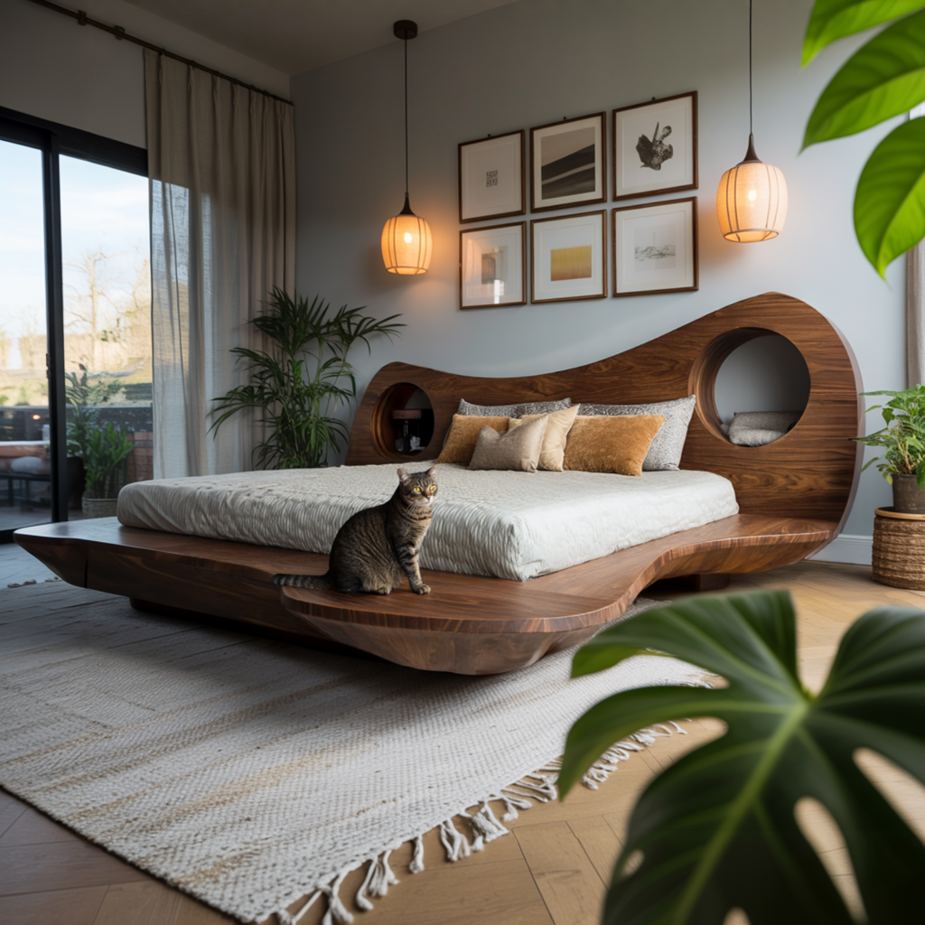 Auraloop Sculpted Solid Wood Headboard and Bed Frame - Timberustic Headboard & Bed Frame