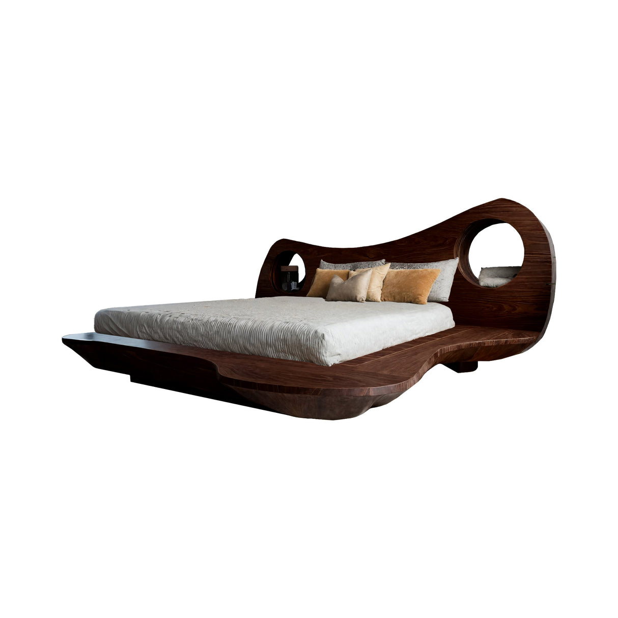 Auraloop Sculpted Solid Wood Headboard and Bed Frame Dark Walnut - Timberustic Headboard & Bed Frame