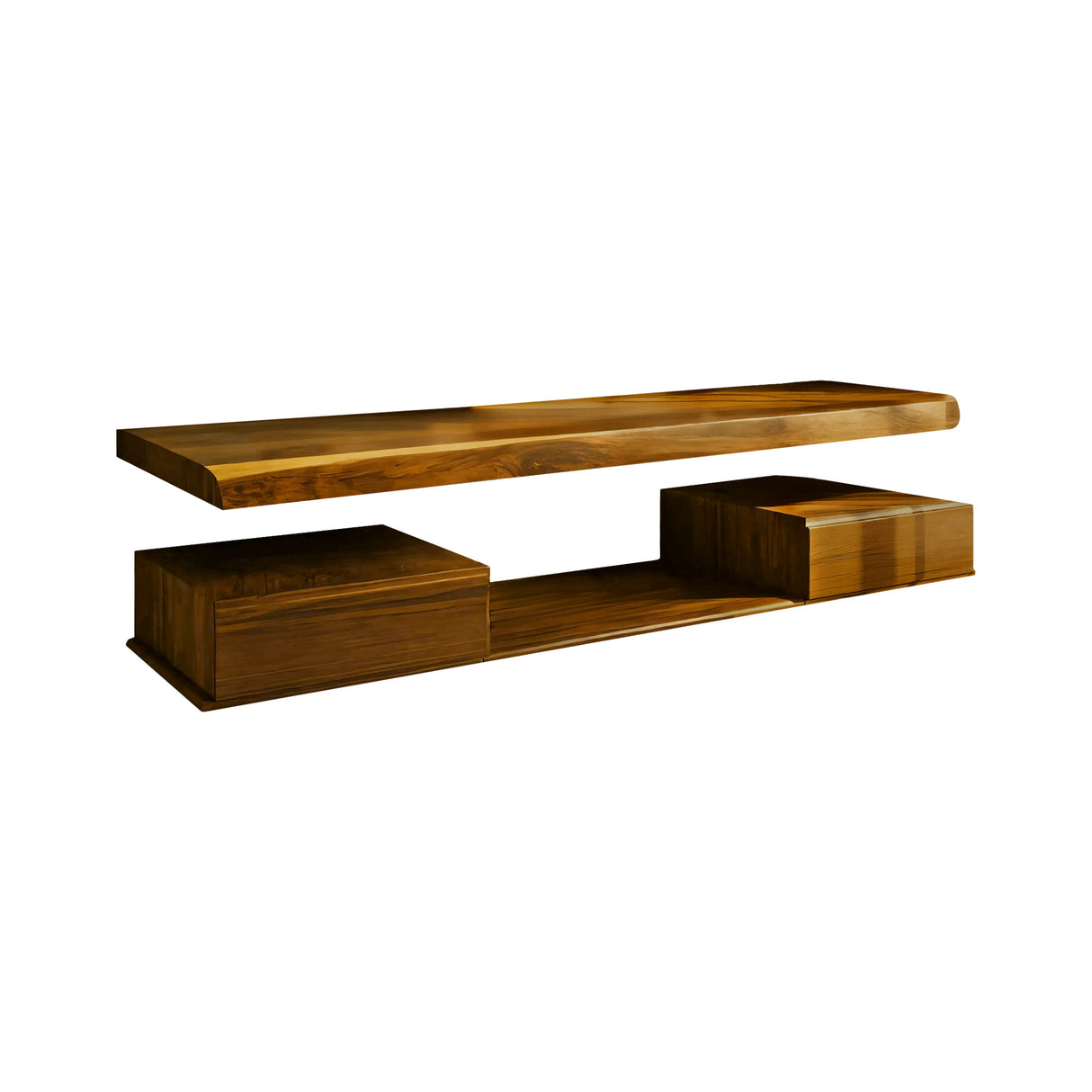 Aurea Flow II Floating Bathroom Vanity with Drawers Teak - Timberustic Floating Bathroom Vanity With Drawers