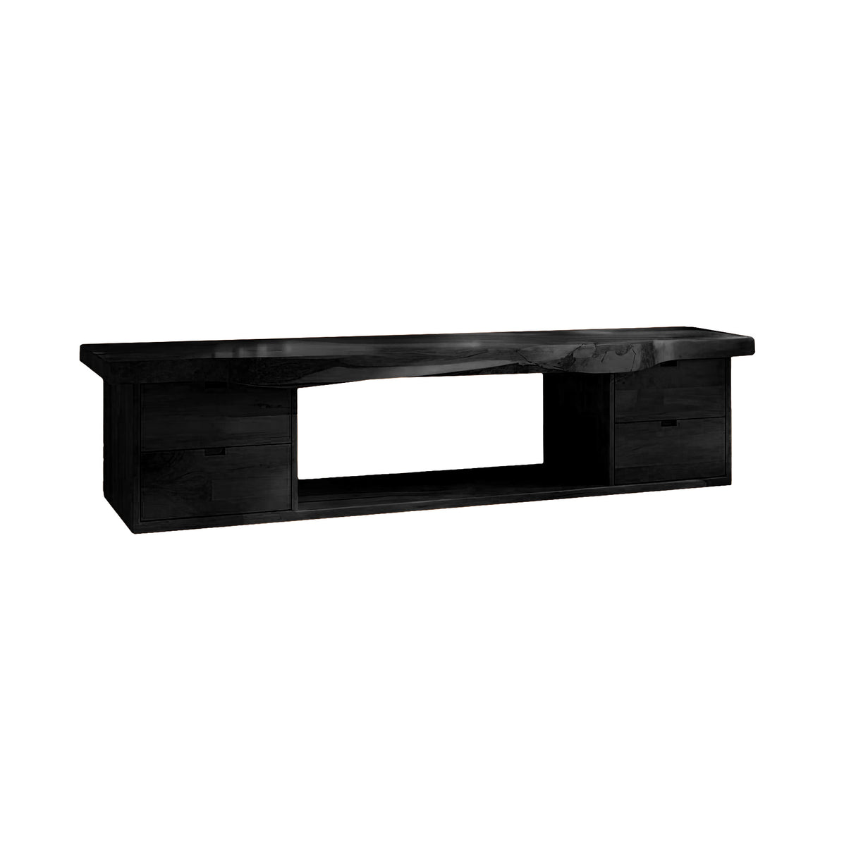 Aurea Flow Solid Wood Floating Bathroom Vanity with Drawers Black - Timberustic Floating Bathroom Vanity With Drawers
