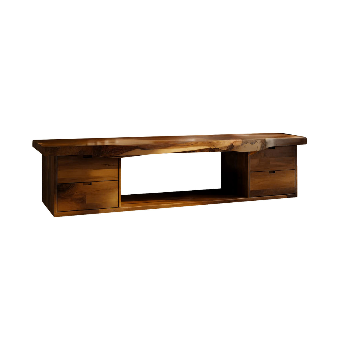 Aurea Flow Solid Wood Floating Bathroom Vanity with Drawers Brown - Timberustic Floating Bathroom Vanity With Drawers