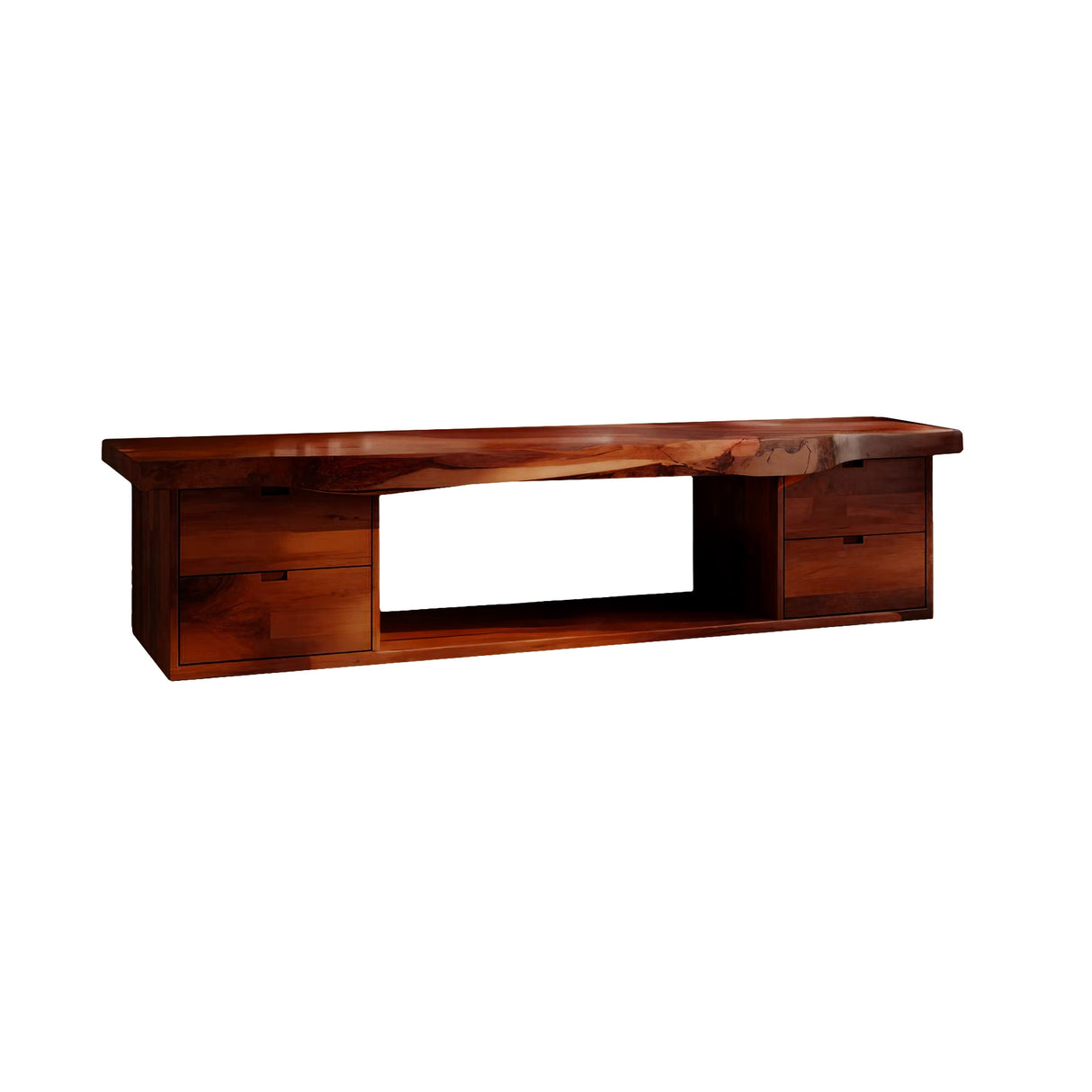 Aurea Flow Solid Wood Floating Bathroom Vanity with Drawers Mahogany - Timberustic Floating Bathroom Vanity With Drawers