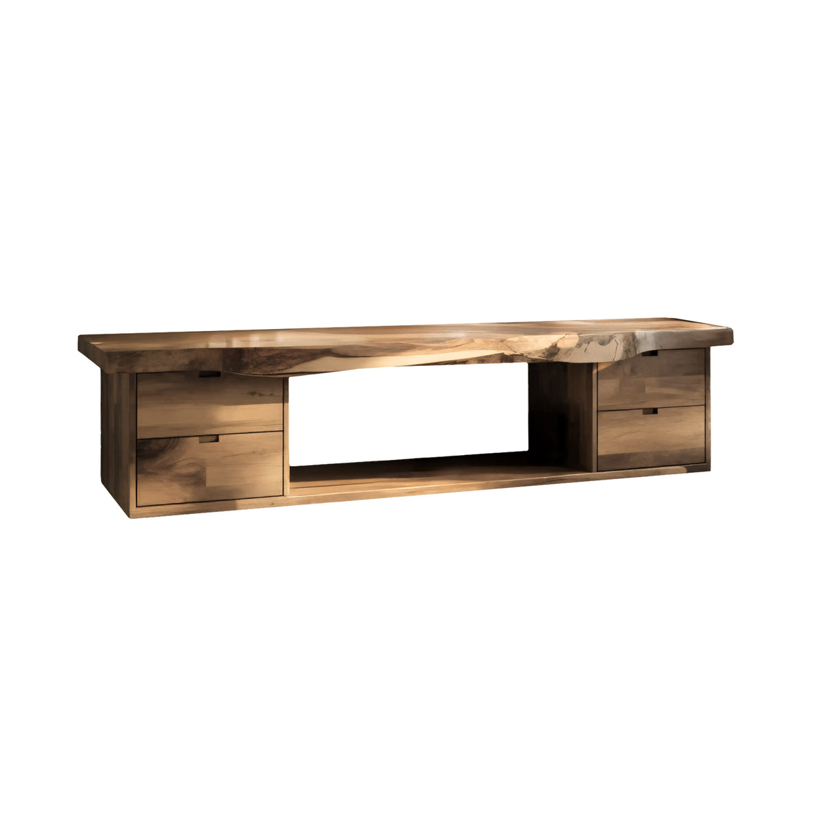 Aurea Flow Solid Wood Floating Bathroom Vanity with Drawers Natural Oak - Timberustic Floating Bathroom Vanity With Drawers