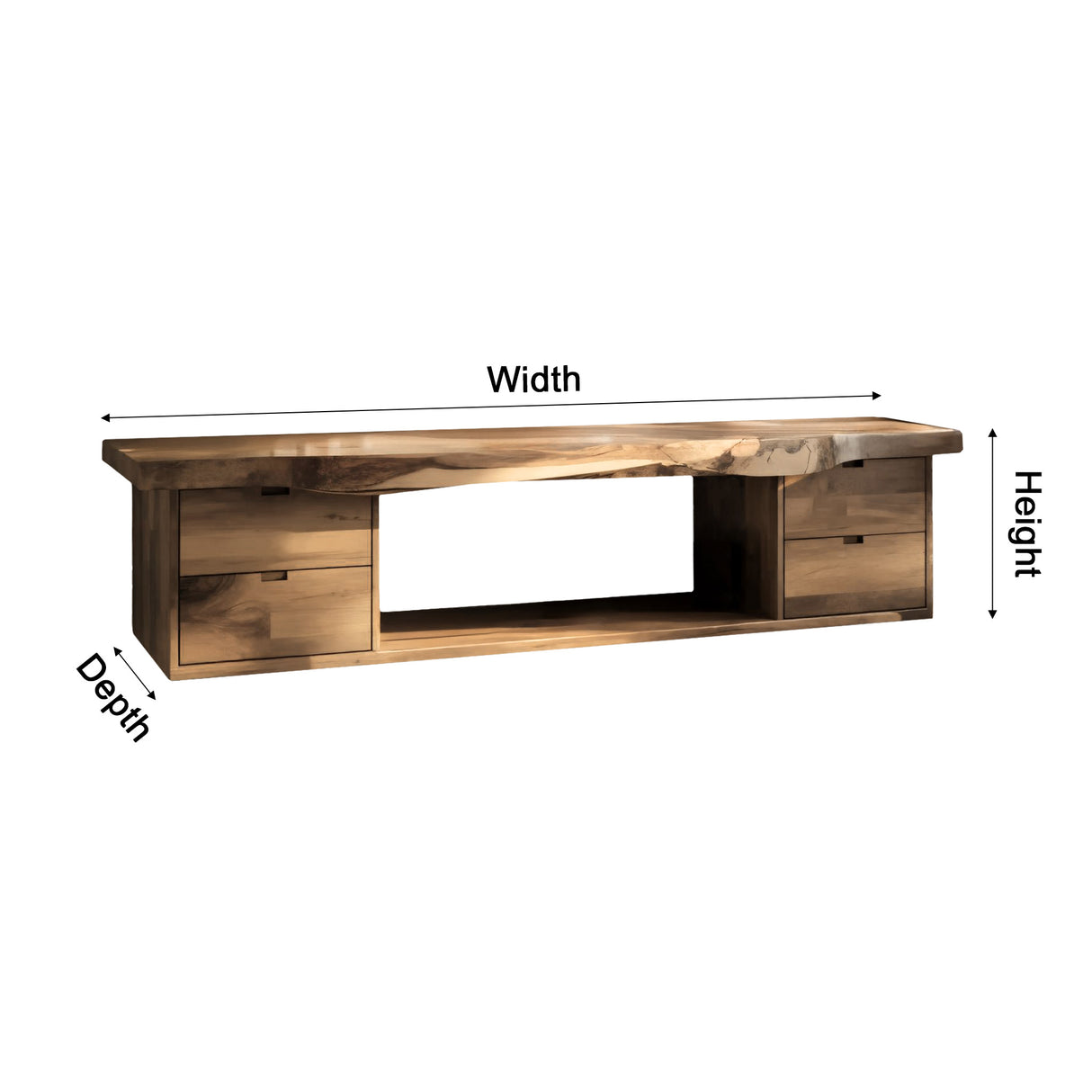 Aurea Flow Solid Wood Floating Bathroom Vanity with Drawers - Timberustic Floating Bathroom Vanity With Drawers