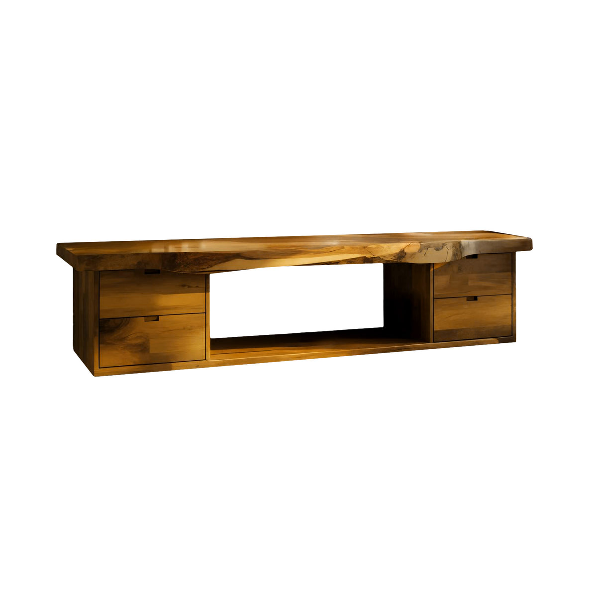 Aurea Flow Solid Wood Floating Bathroom Vanity with Drawers Teak - Timberustic Floating Bathroom Vanity With Drawers