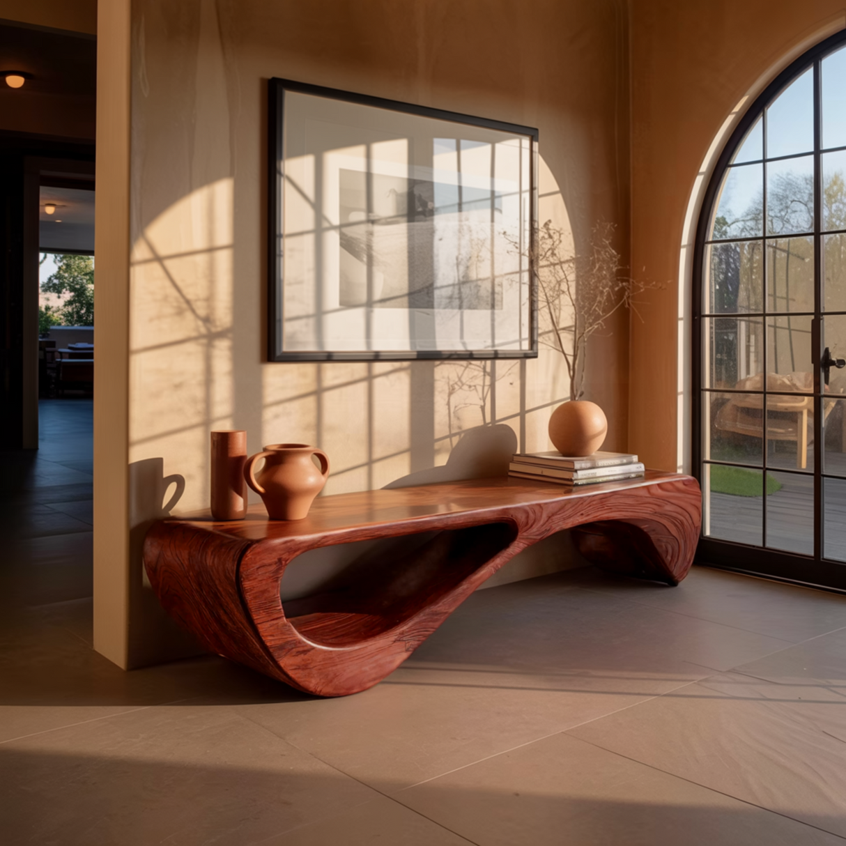 Aurea Loop Sculptural Solid Wood Indoor Bench - Timberustic Bench