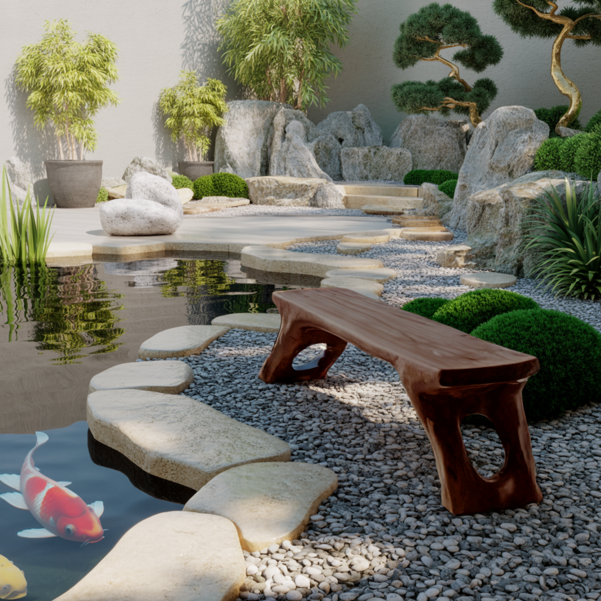 Aurea Organic Modern Solid Wood Bench