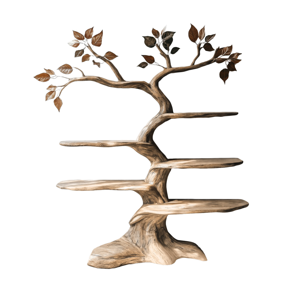 Aurelgrove Handcrafted Solid Wood Tree Bookshelf