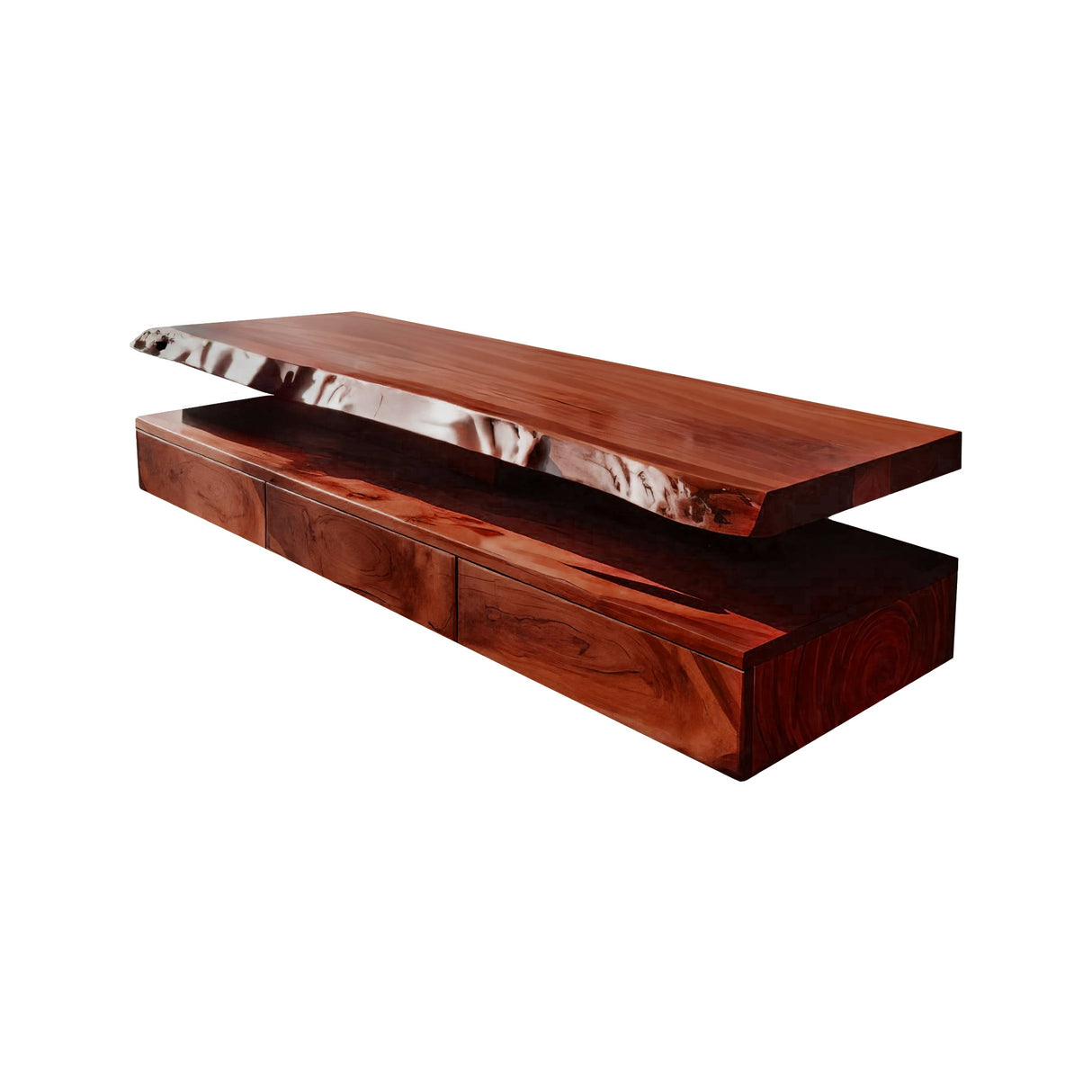 Aurelia Live Edge Floating Bathroom Vanity with Drawers Mahogany - Timberustic Floating Bathroom Vanity With Drawers