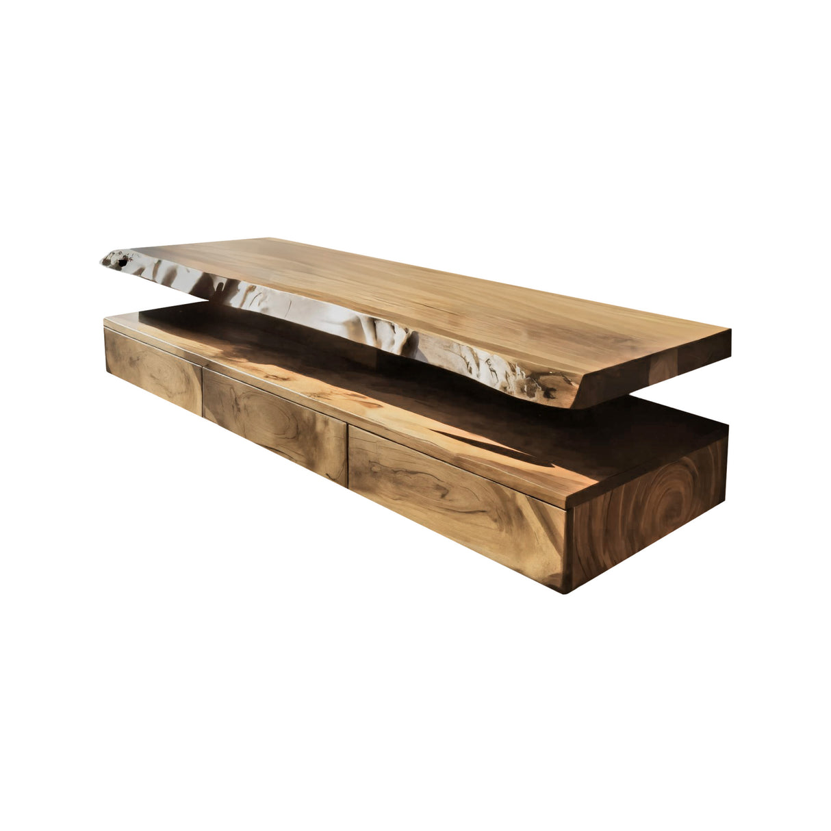 Aurelia Live Edge Floating Bathroom Vanity with Drawers Natural Oak - Timberustic Floating Bathroom Vanity With Drawers