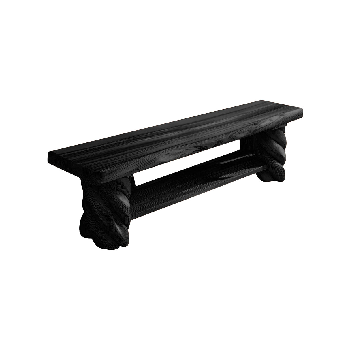 Aurelia Twist Natural Wood Bed Bench Black - Timberustic Bed Bench