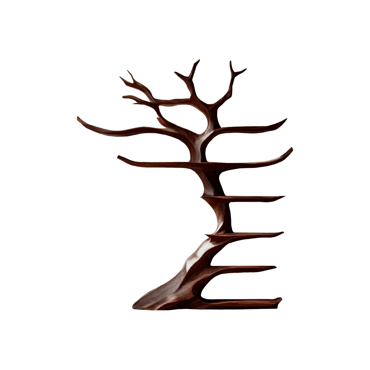Aurelian Rise Handcrafted Solid Wood Tree Bookshelf Dark Walnut - Timberustic Tree Bookshelf
