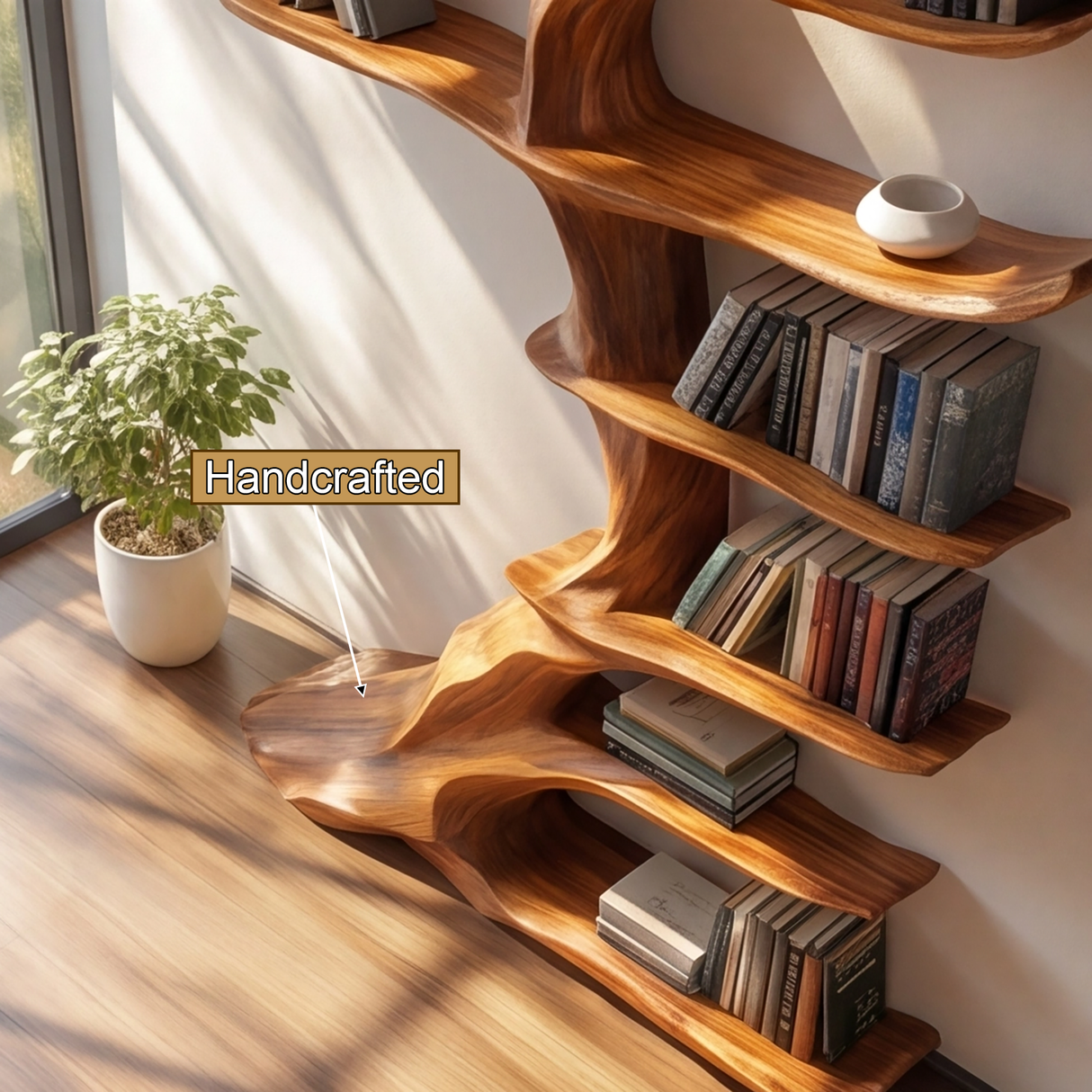 Aurelian Rise Handcrafted Solid Wood Tree Bookshelf - Timberustic Tree Bookshelf