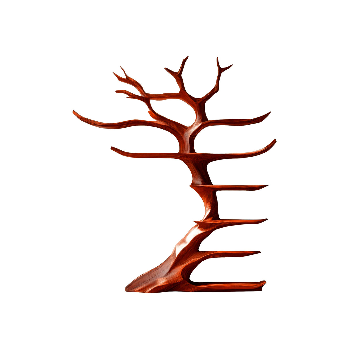 Aurelian Rise Handcrafted Solid Wood Tree Bookshelf Mahogany - Timberustic Tree Bookshelf
