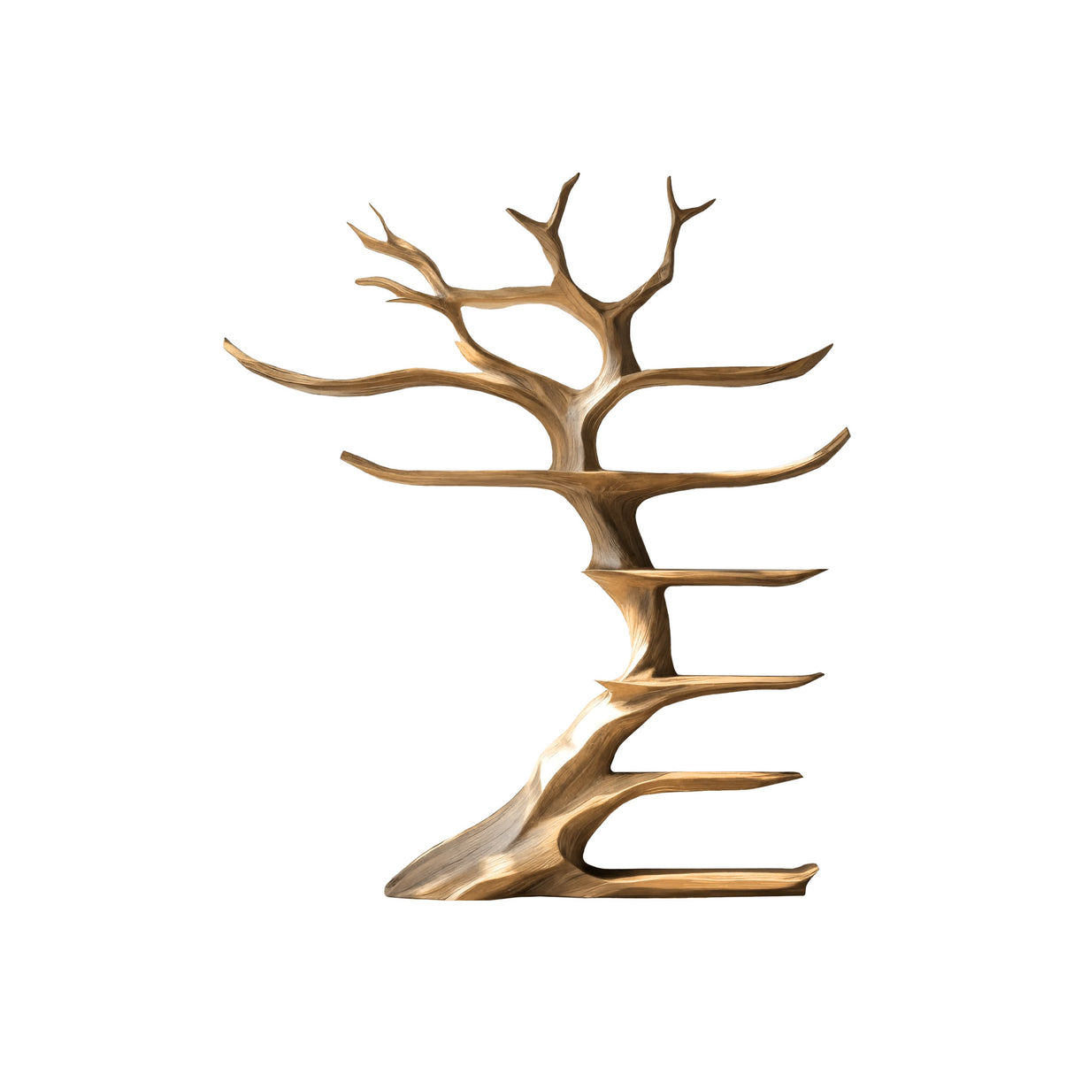 Aurelian Rise Handcrafted Solid Wood Tree Bookshelf Natural Oak - Timberustic Tree Bookshelf