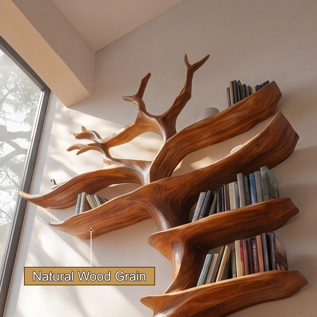 Aurelian Rise Handcrafted Solid Wood Tree Bookshelf - Timberustic Tree Bookshelf