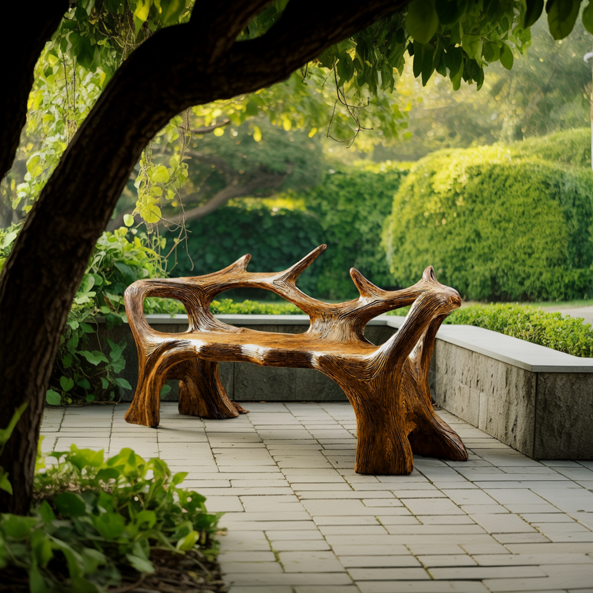 Aurelin Antler Solid Wood Sculptural Outdoor Bench - Timberustic Bench