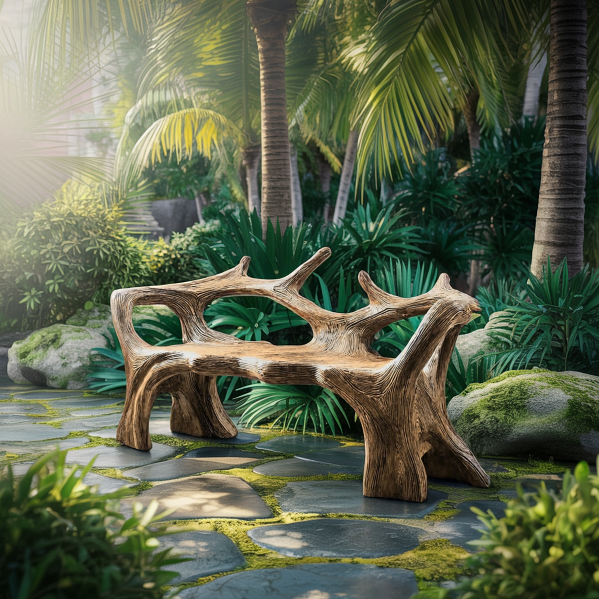 Aurelin Antler Solid Wood Sculptural Outdoor Bench - Timberustic Bench