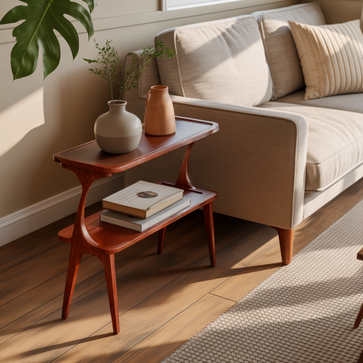 Aurelin Arc Solid Wood Side Table - Timberustic Side Table