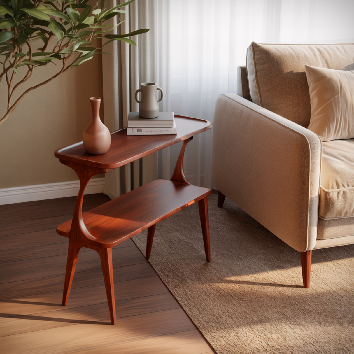 Aurelin Arc Solid Wood Side Table - Timberustic Side Table