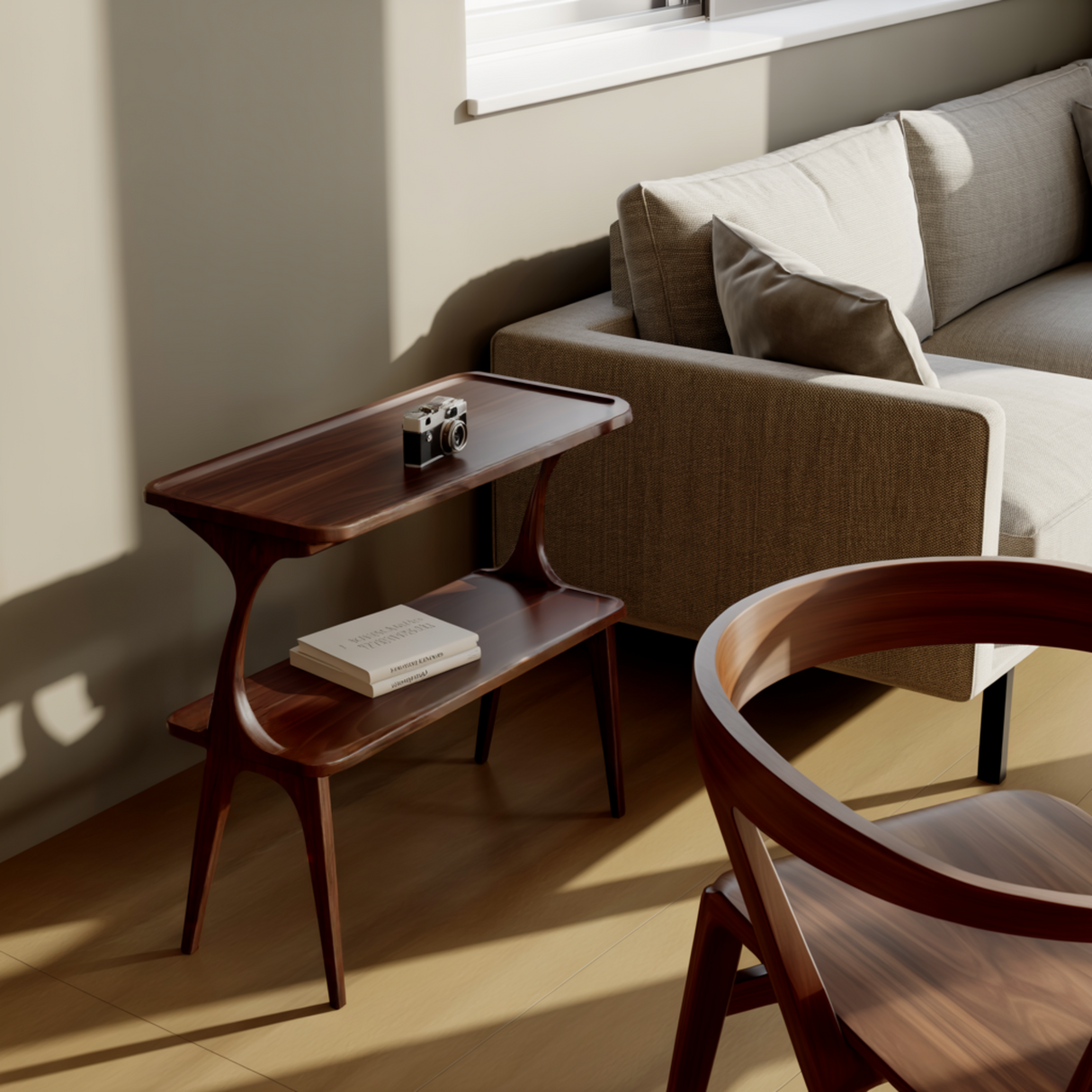 Aurelin Arc Solid Wood Side Table - Timberustic Side Table