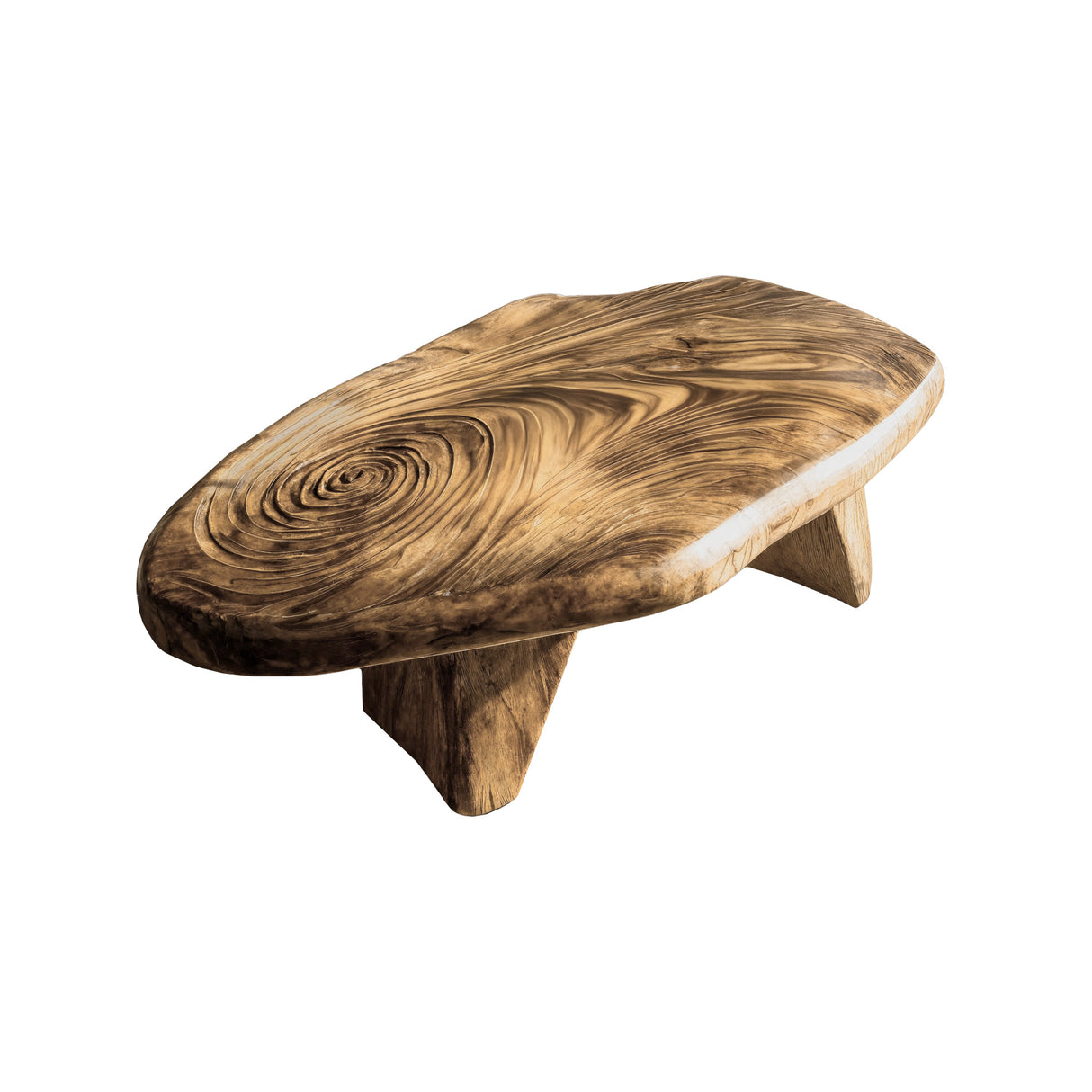Aurelin Bloom II Solid Wood Hand Carved Coffee Table Natural Oak - Timberustic Coffee Table
