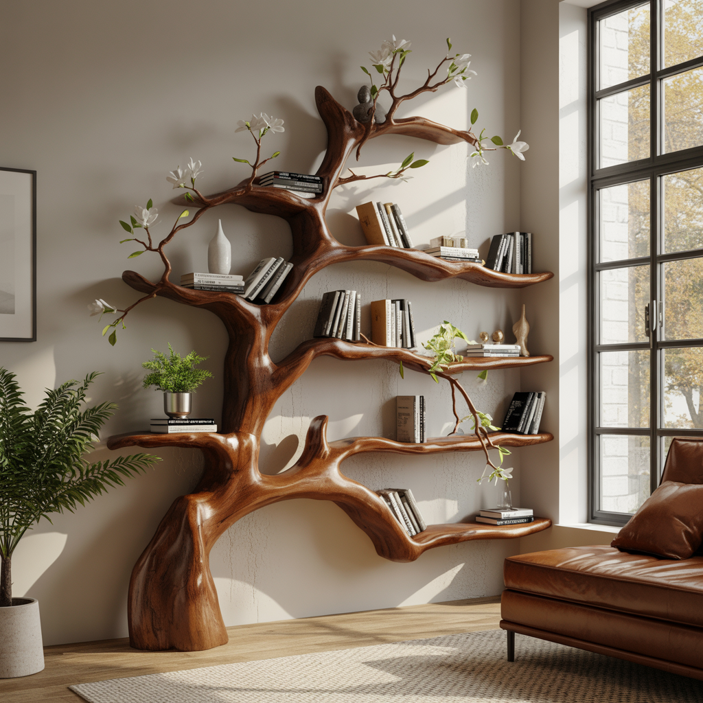 Aurelin Bloom II Solid Wood Tree Bookshelf