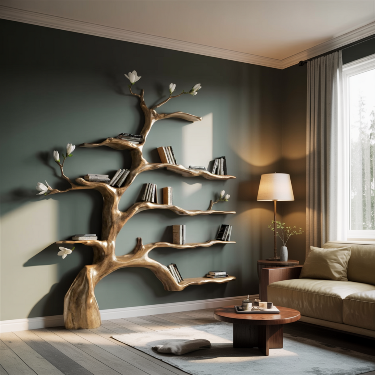 Aurelin Bloom II Solid Wood Tree Bookshelf - Timberustic Tree Bookshelf