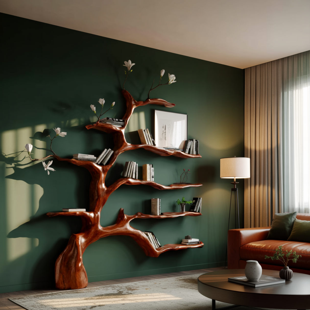 Aurelin Bloom II Solid Wood Tree Bookshelf - Timberustic Tree Bookshelf
