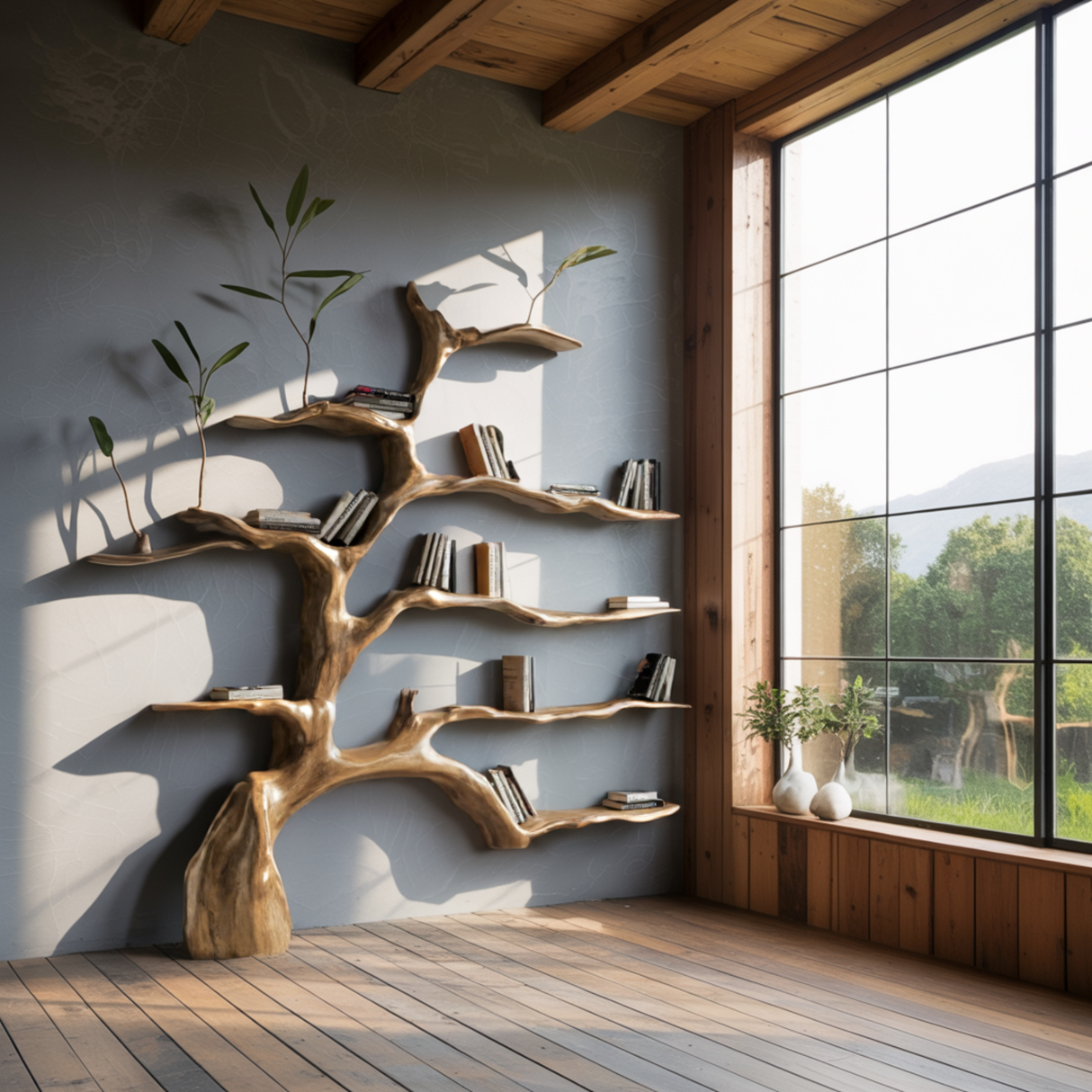 Aurelin Bloom II Solid Wood Tree Bookshelf - Timberustic Tree Bookshelf