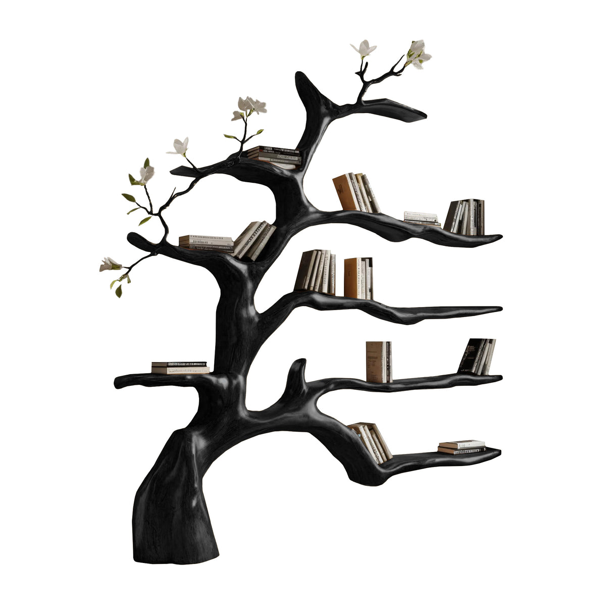 Aurelin Bloom II Solid Wood Tree Bookshelf Black - Timberustic Tree Bookshelf