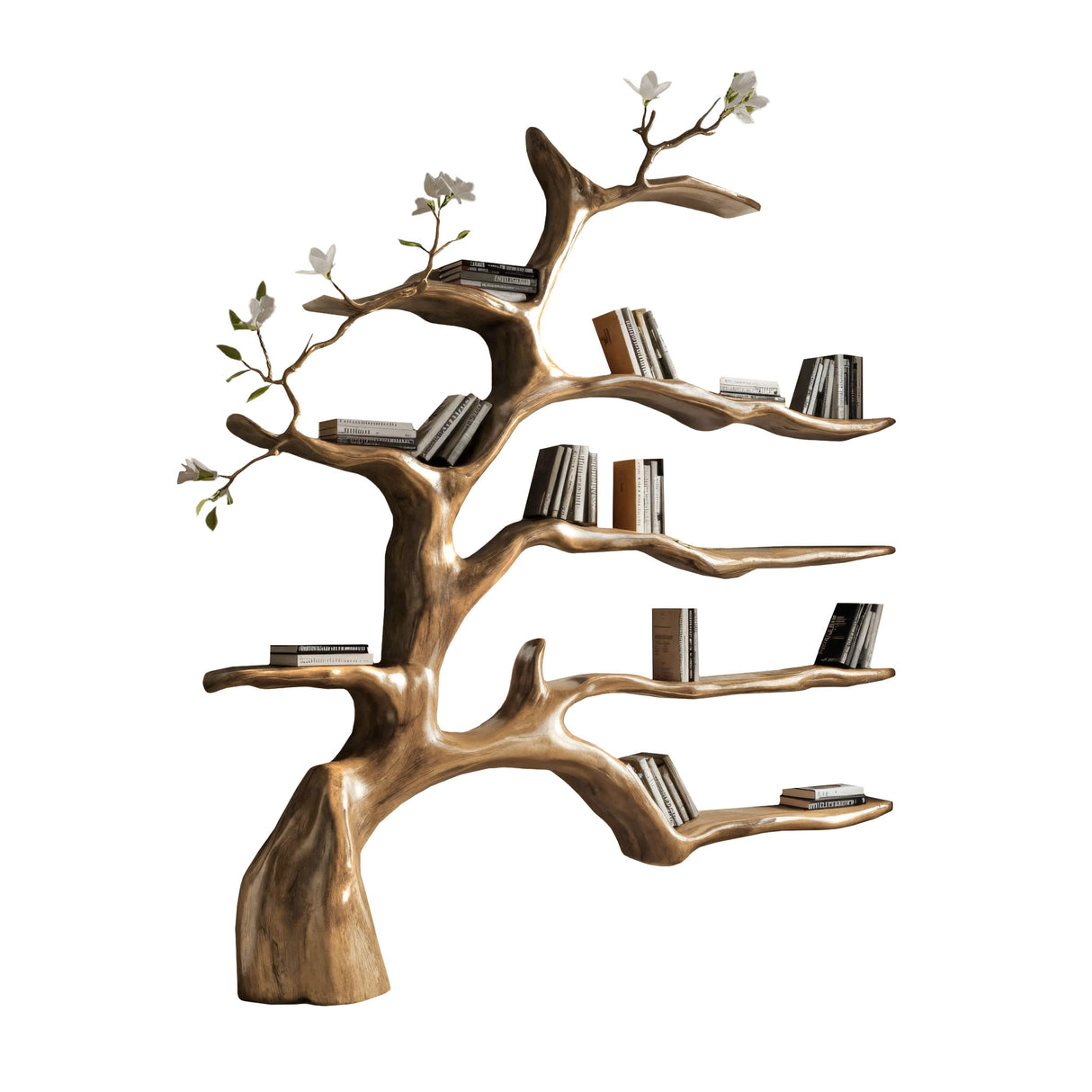 Aurelin Bloom II Solid Wood Tree Bookshelf Natural Oak - Timberustic Tree Bookshelf