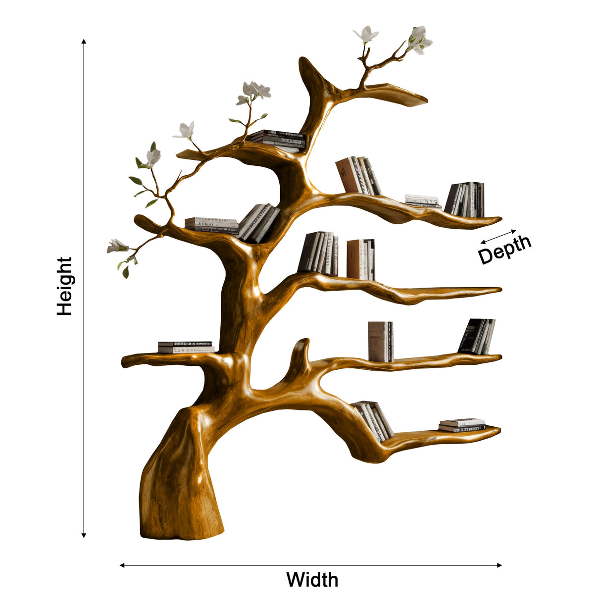 Aurelin Bloom II Solid Wood Tree Bookshelf - Timberustic Tree Bookshelf