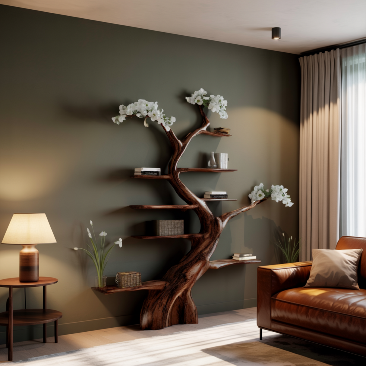 Aurelin Bloom Solid Wood Tree Bookshelf - Timberustic Tree Bookshelf