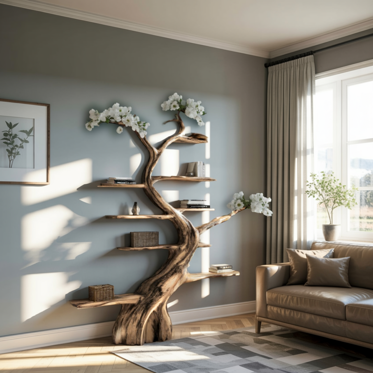 Aurelin Bloom Solid Wood Tree Bookshelf - Timberustic Tree Bookshelf