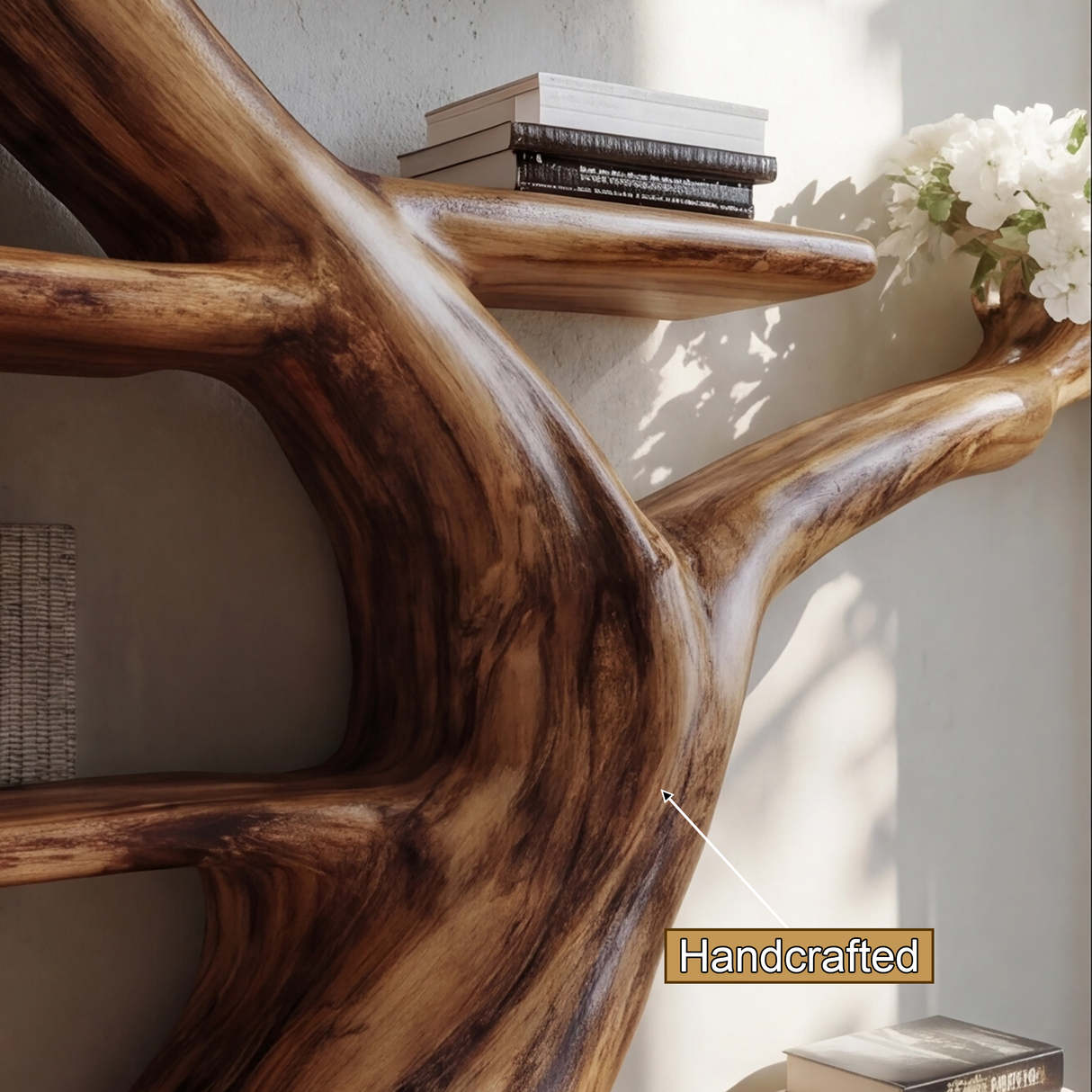 Aurelin Bloom Solid Wood Tree Bookshelf - Timberustic Tree Bookshelf