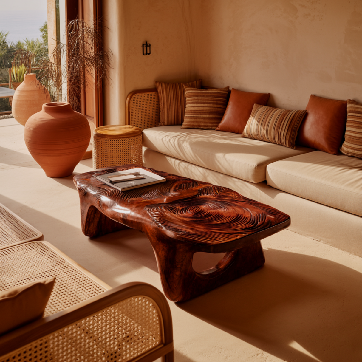 Aurelin Bloom VI Solid Wood Hand Carved Coffee Table - Timberustic Coffee Table