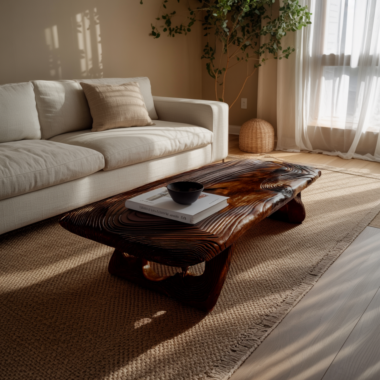 Aurelin Bloom V Solid Wood Hand Carved Coffee Table