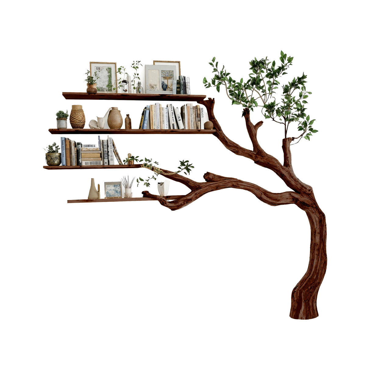 Aurelin Bloom Wall-Mounted Tree Bookshelf Dark Walnut - Timberustic Tree Bookshelf