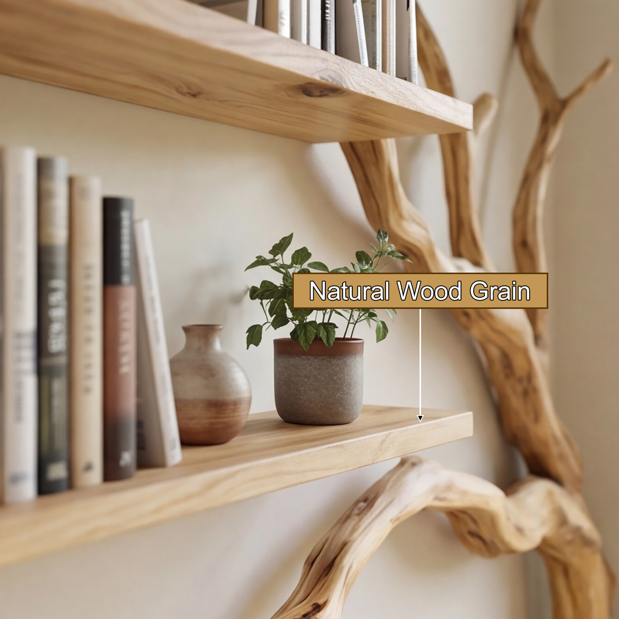 Aurelin Bloom Wall-Mounted Tree Bookshelf - Timberustic Tree Bookshelf