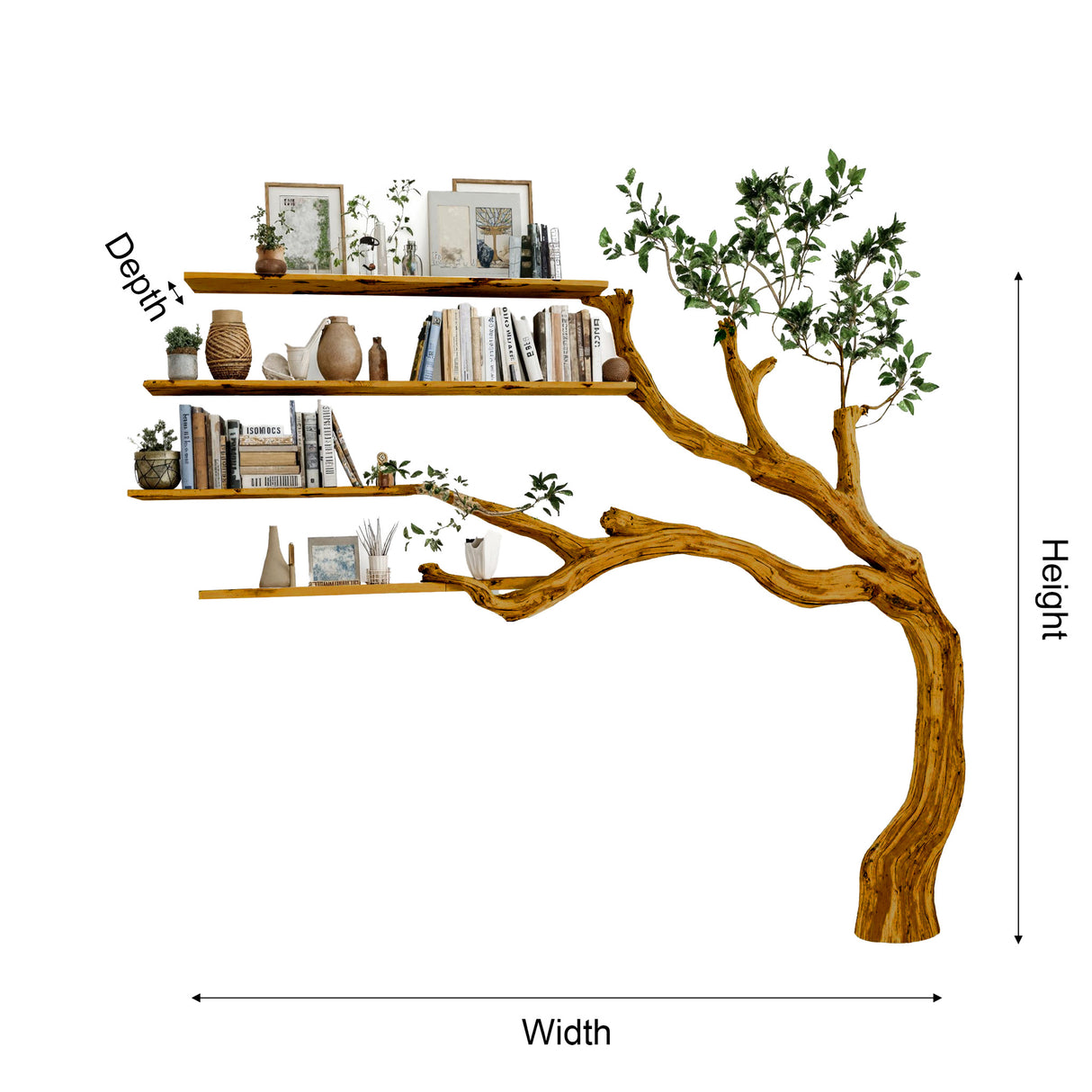 Aurelin Bloom Wall-Mounted Tree Bookshelf - Timberustic Tree Bookshelf