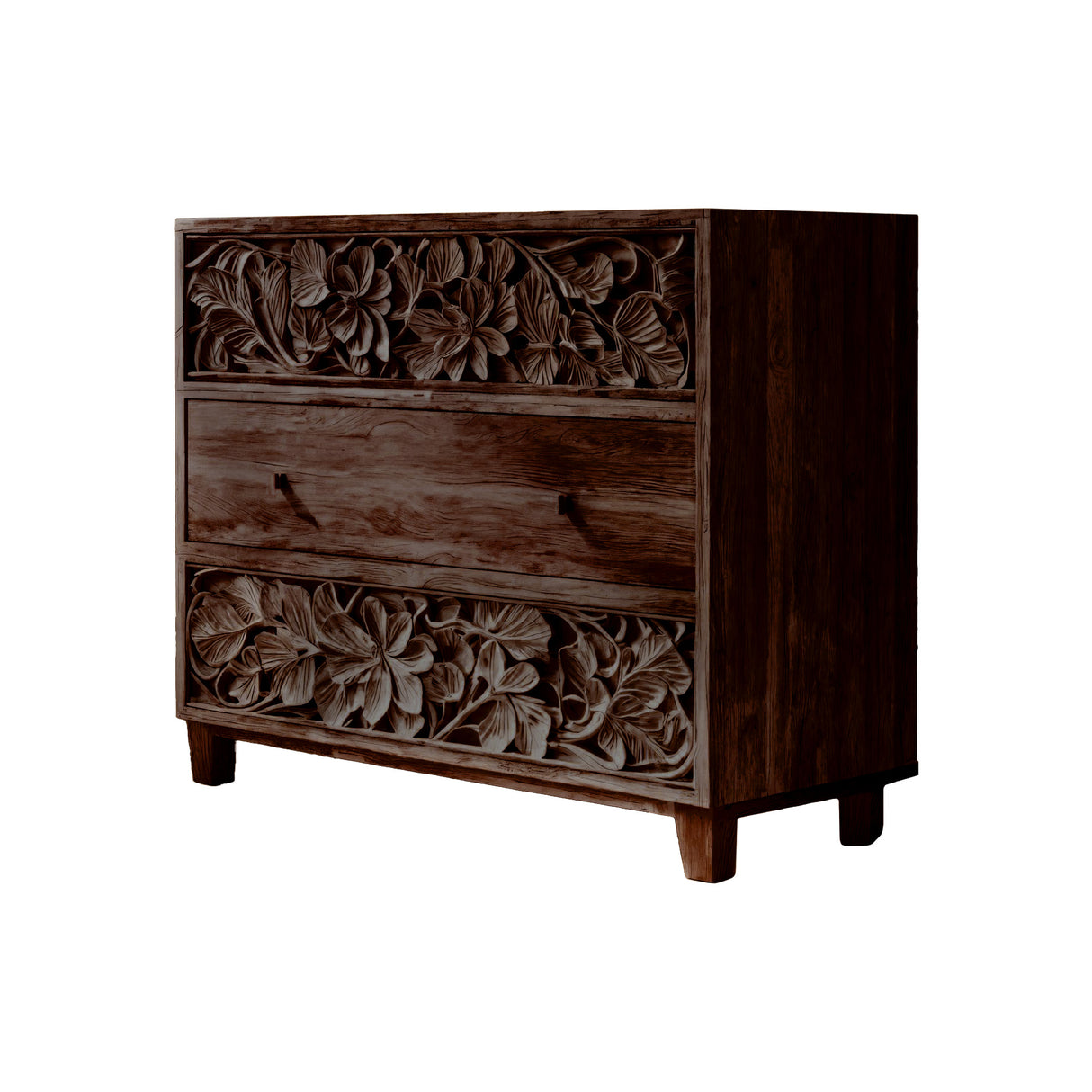 Aurelin Carve Solid Wood Dresser Cabinet Dark Walnut - Timberustic Sideboard Cabinet