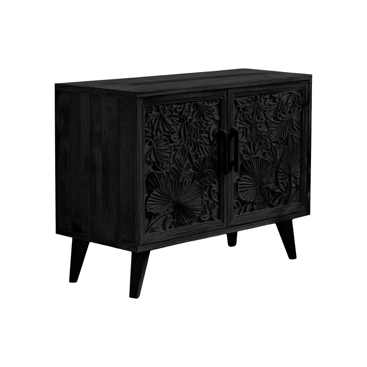 Aurelin Carve Solid Wood Sideboard Cabinet Black - Timberustic Sideboard Cabinet