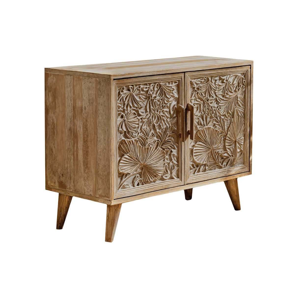 Aurelin Carve Solid Wood Sideboard Cabinet Natural Oak - Timberustic Sideboard Cabinet