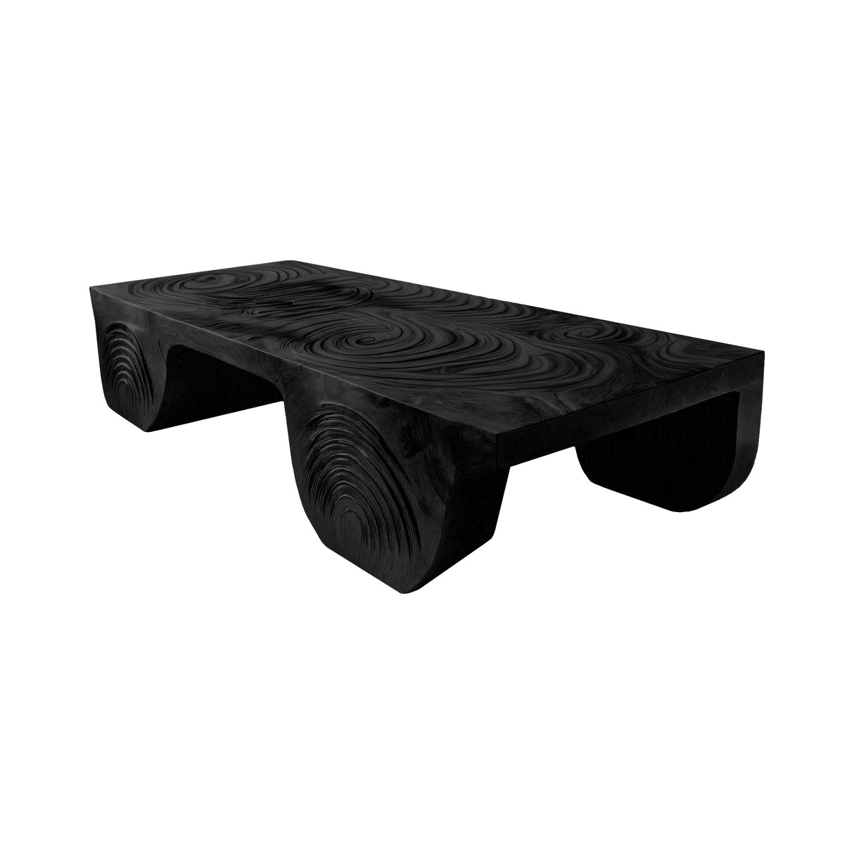 Aurelin Crest Hand-Carved Live Edge Coffee Table Black - Timberustic Coffee Table